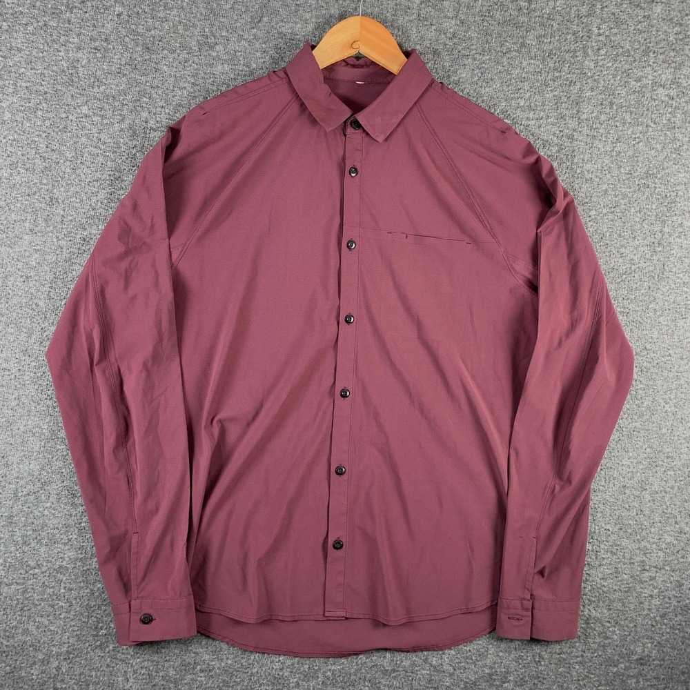 Lululemon Shirt Men Large Red Burgundy Performance Stretch Button Down